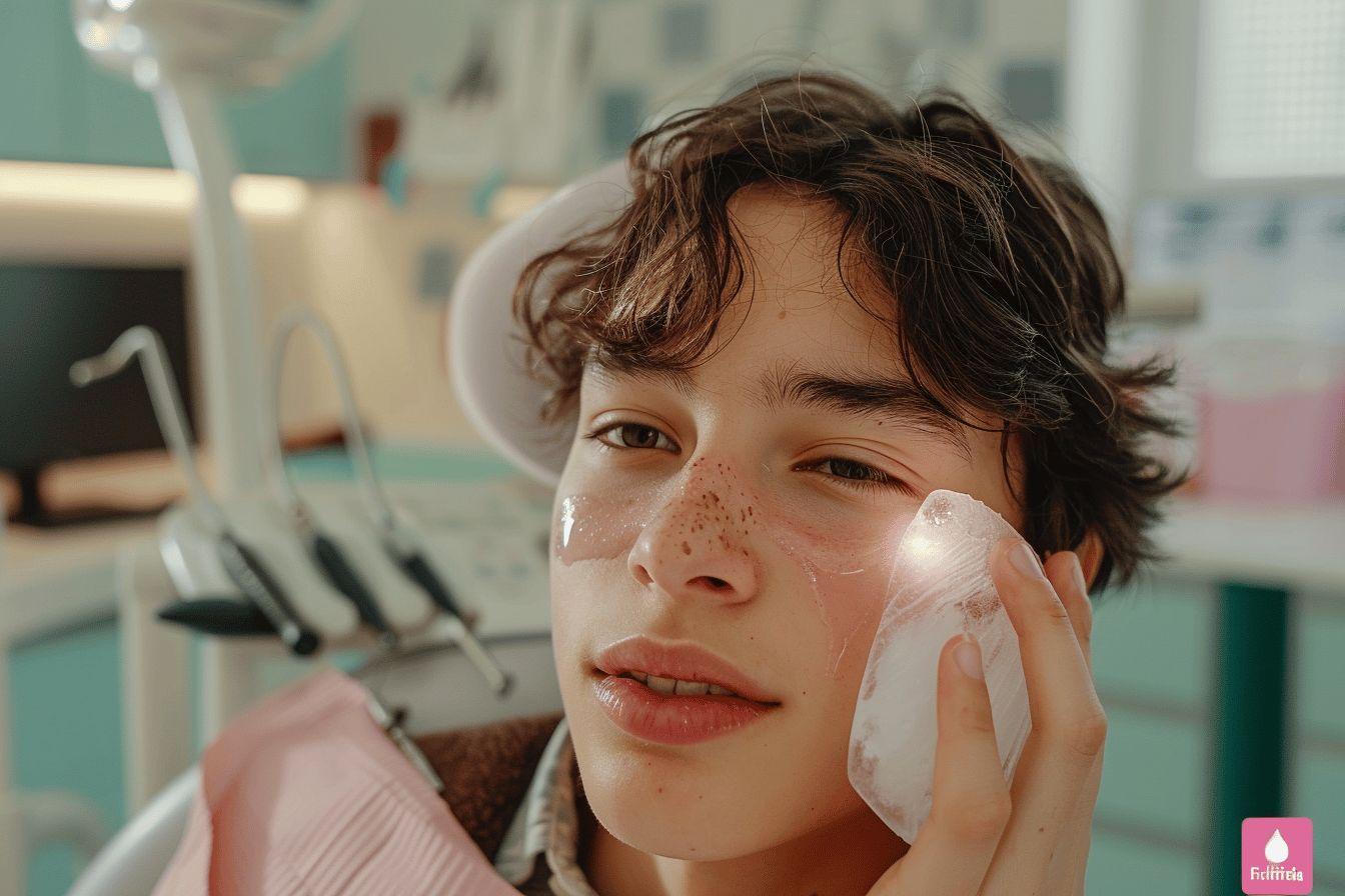 Jeune personne subissant un soin cosmétique dans un cabinet médical