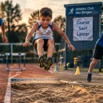 Athlétisme enfant : courir sauter lancer au stade